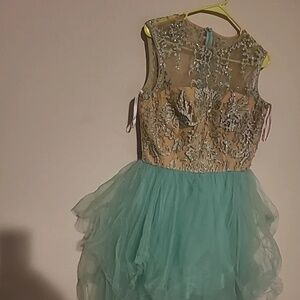 Sherri Hill Sequined Mint Green Prom Party Pageant Dress With Tool (SIZE 14)
